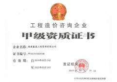 工程造價(jià)咨詢(xún)企業(yè)甲級資質(zhì)證書(shū)